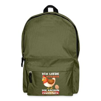 Ich liebe Hühner die kacken Frühstück Huhn - Rucksack - Olivgrün - Vorne