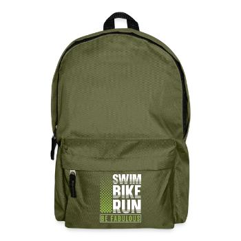 Swim Bike Run Be Fabulous Triathlon Athlet Swim - Rucksack - Olivgrün - Vorne