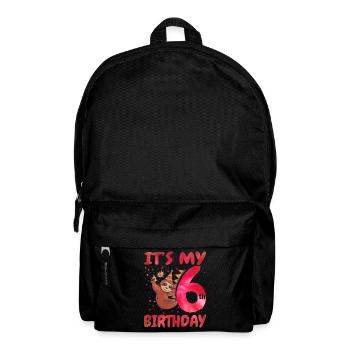 6th Birthday Cute Sloth Party Hat - Backpack - black - Front