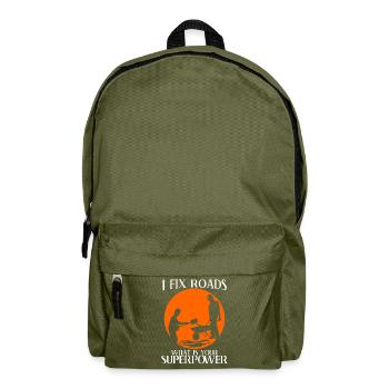 Straßenwärter Straßenbau Straßenbauer - Rucksack - Olivgrün - Vorne