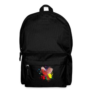 Bunter Fliegender Splash Vogel Rotkardinal - Rucksack - Schwarz - Vorne