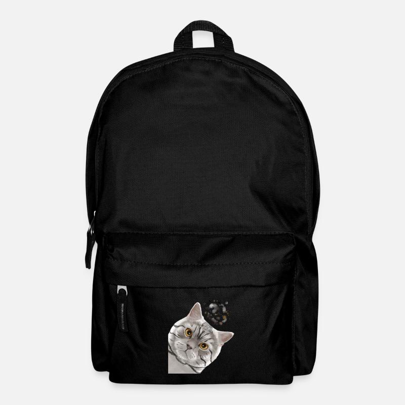 Neugierige Tabby Britisch Kurzhaar Katze - Rucksack - Schwarz