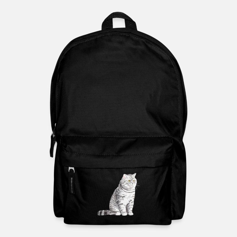 Sitzende Spotted Britisch Kurzhaar Katze - Rucksack - Schwarz