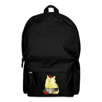 Lustige Katze als Törtchen mit Kirsche auf Kopfkin - Rucksack - Schwarz - Vorne