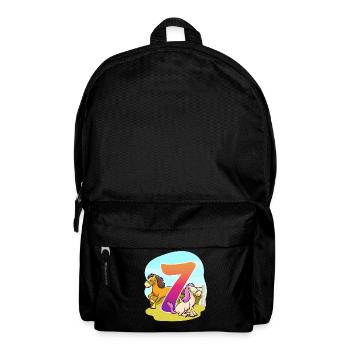 7th Birthday Riding Horse Theme Seven Party - Backpack - black - Front
