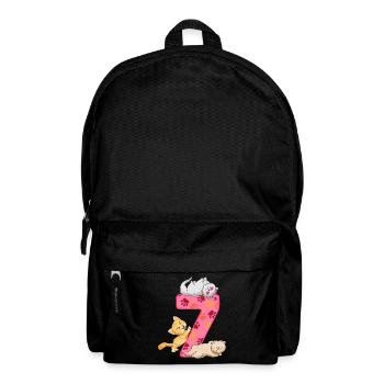 Chaton du 7ème anniversaire | Chemise d’anniversaire de chat | - Sac à dos - noir - Devant