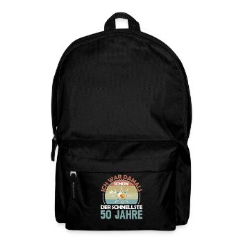 Ich war damals schon der Schnellste 50. Geburtstag - Rucksack - Schwarz - Vorne
