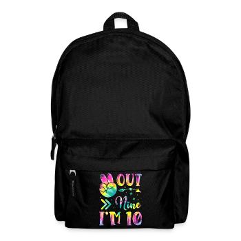 Peace Out Nine J’ai 10 | Anniversaire sur le thème de Tie Dye - Sac à dos - noir - Devant