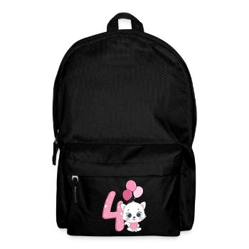 Chaton 4ème anniversaire | Chemise d’anniversaire chat | - Sac à dos - noir - Devant