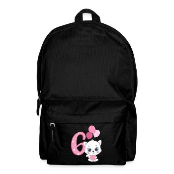 Chaton 6ème anniversaire | Chemise d’anniversaire chat | - Sac à dos - noir - Devant