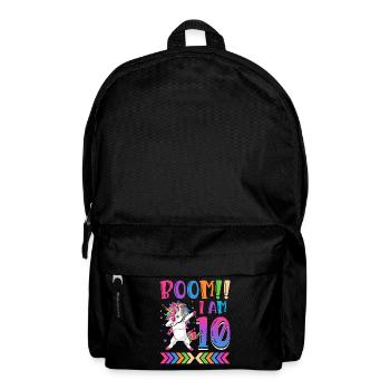 Boom!! I Am 10, Colorful Funny Unicorn 10. - Backpack - black - Front