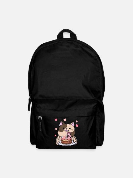 Le chat potelé garde un gâteau d’anniversaire 5. - Sac à dos - noir