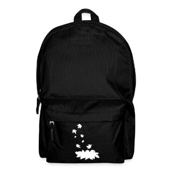 Weiße Silhouette von fallenden Ahornblättern - Rucksack - Schwarz - Vorne
