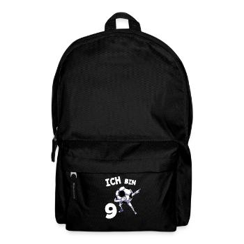Ich bin 9 Jahre Fußball 9. Geburtstag - Rucksack - Schwarz - Vorne