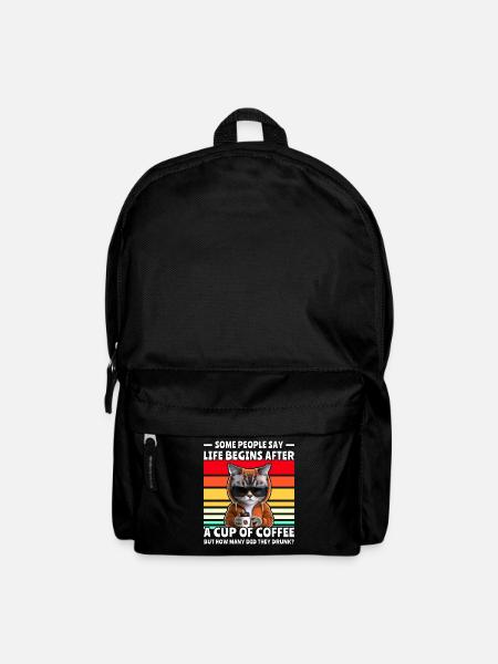 Retro Katze Kaffee - Rucksack - Schwarz