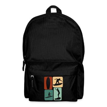 Surfer Retro Surfing Surfboard - Backpack - black - Front