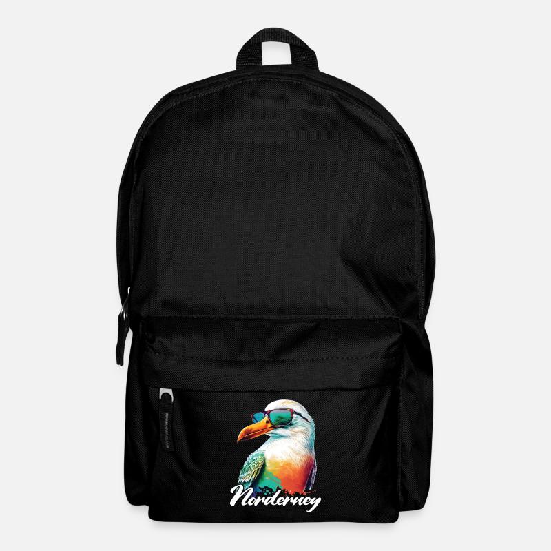 Norderney Urlaub coole bunte Möwe mit Sonnenbrille - Rucksack - Schwarz