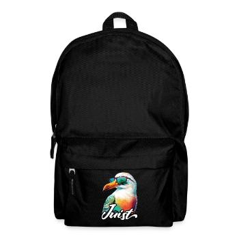 Juist holiday cool colorful seagull with sunglasses - Backpack - black - Front