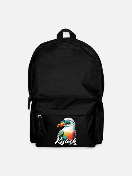 Rostock Urlaub coole bunte Möwe mit Sonnenbrille - Rucksack - Schwarz