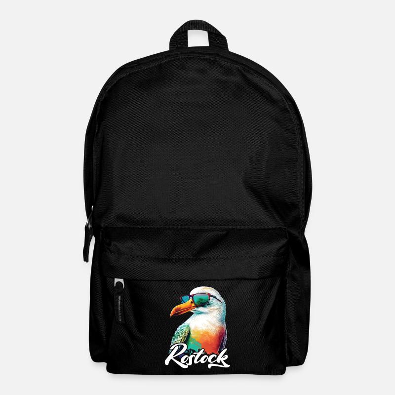 Rostock Urlaub coole bunte Möwe mit Sonnenbrille - Rucksack - Schwarz
