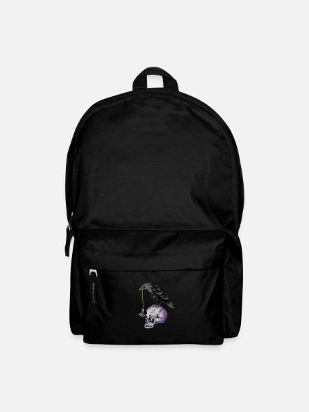Gothic crow with Mjölnir necklace on skull - Goth - Backpack - black
