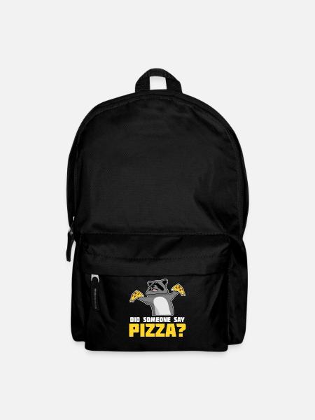 Waschbär mit Pizza - Rucksack - Schwarz