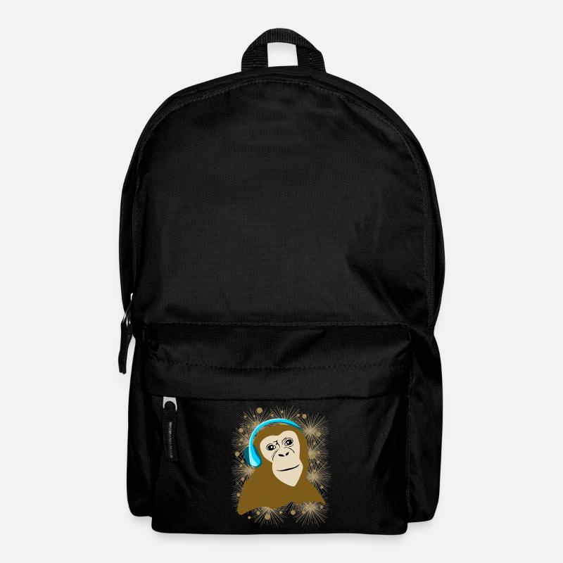 Monkey listens to music monkey - Backpack - black