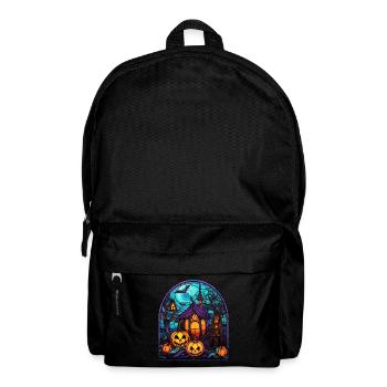 Halloween Stained Glass Stained Glass - Backpack - black - Front
