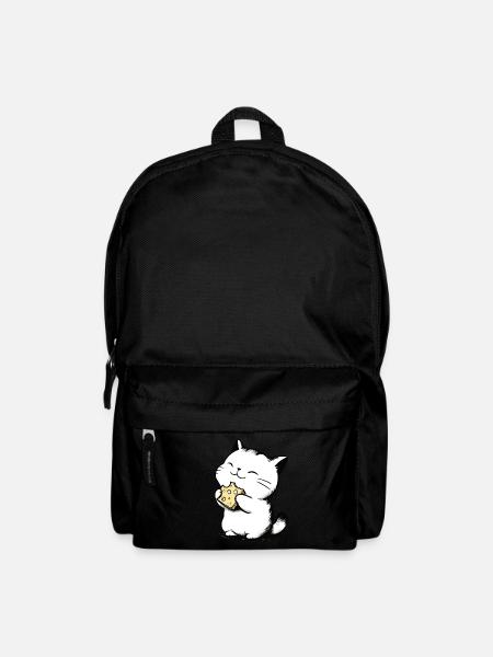 Chat mange du fromage Dessin de chaton mignon - Sac à dos - noir