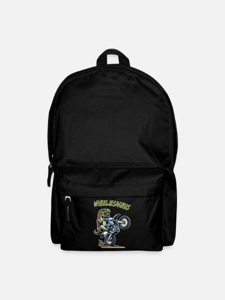 Wheelie Dinosaurier Motorrad Motocross Dino Kinder - Rucksack - Schwarz