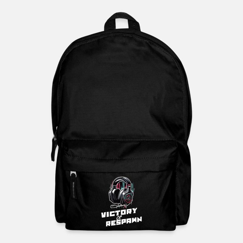 Victory or Respawn Gaming Sprüche Shirt - Rucksack - Schwarz