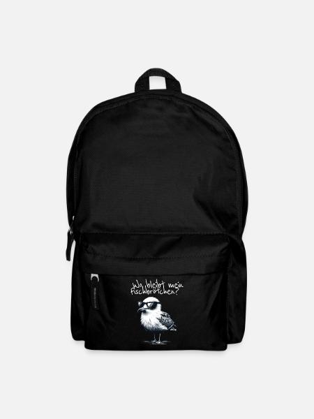 Wo bleibt mein Fischbrötchen Coole Möwe Spruch - Rucksack - Schwarz