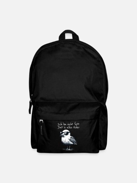 Ich bin nicht fett dat is alles Feder Möwe Spruch - Rucksack - Schwarz