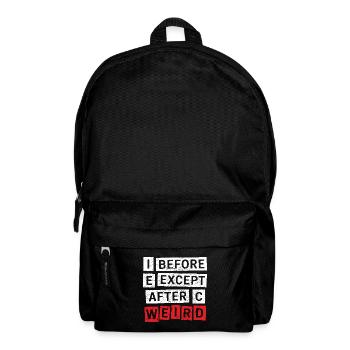 I Before E Except After C Funny Grammar Quote - Backpack - black - Front