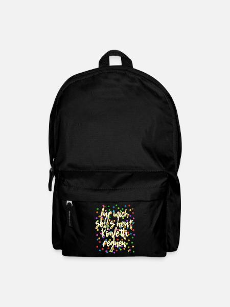 Für mich soll's heut Konfetti regnen - Verkleidung - Rucksack - Schwarz