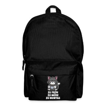 Too Soon Too Tired To Monday Cat Saying Work - Backpack - black - Front