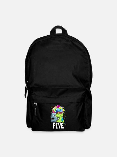 Fifth Birthday 5 Year Old Boy Dinosaur TRex Gift - Backpack - black