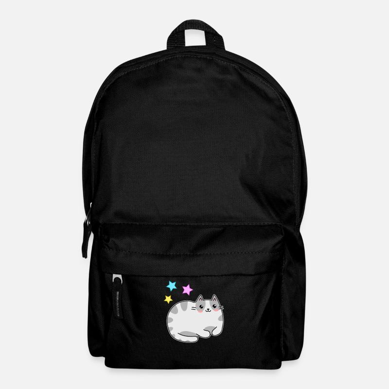Mignon chat et étoiles kawaii - kawaii - Sac à dos - noir