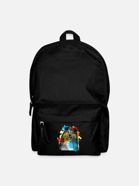 Sheltie Watercolors Colorful - Backpack - black