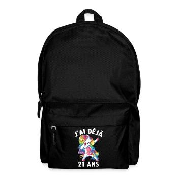 J'ai Déja 21 Ans Cadeau Anniversaire Fille Licorne - Sac à dos - noir - Devant