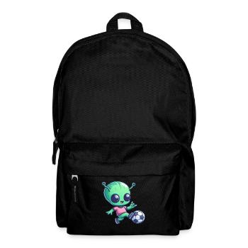 Soccer Playing Alien: Green Galaxy Meets - Backpack - black - Front