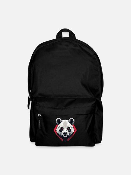 Polygonales Panda Portrait mit Roten Augen - Rucksack - Schwarz