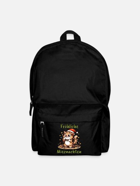 Kätzchen verstrickt in Weihnachtslichtern: Frohlic - Rucksack - Schwarz