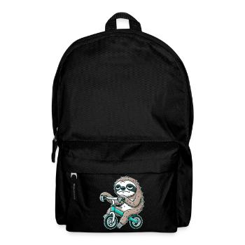 Funny sloth in balance bike lazy on bike - Backpack - black - Front