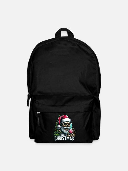 Weihnachtsmann Skull mit Christbaumkugel - Rucksack - Schwarz
