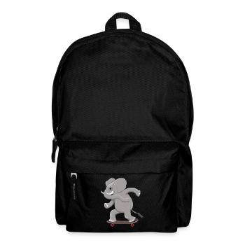 Elefant auf Skateboard - Rucksack - Schwarz - Vorne