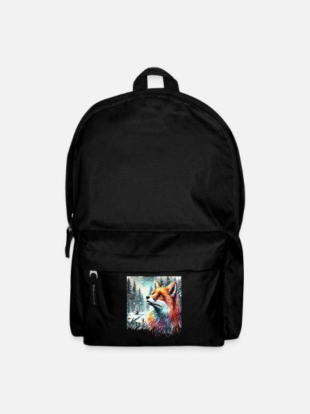 Aquarell Fuchs, Fuchs, Winter Hintergrund - Rucksack - Schwarz