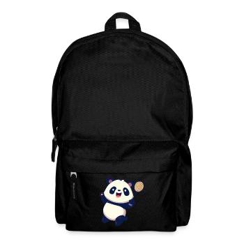 Panda bear plays badminton tennis and laughs - Backpack - black - Front