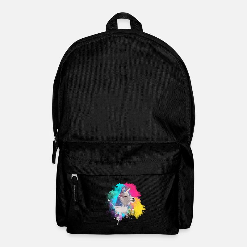 Buntes Lama - Rucksack - Schwarz