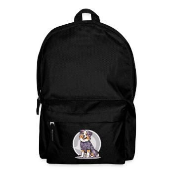 Australian Shepherd Dog with Floral Motif - Backpack - black - Front